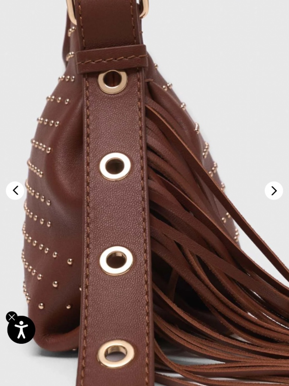 Maje Miss M Mini Brown Leather Studded Cross-body Bag - NWT - Picture 4 of 15
